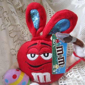 New Red M&M Easter Plush 2005 11" Easter Egg Paint Brush